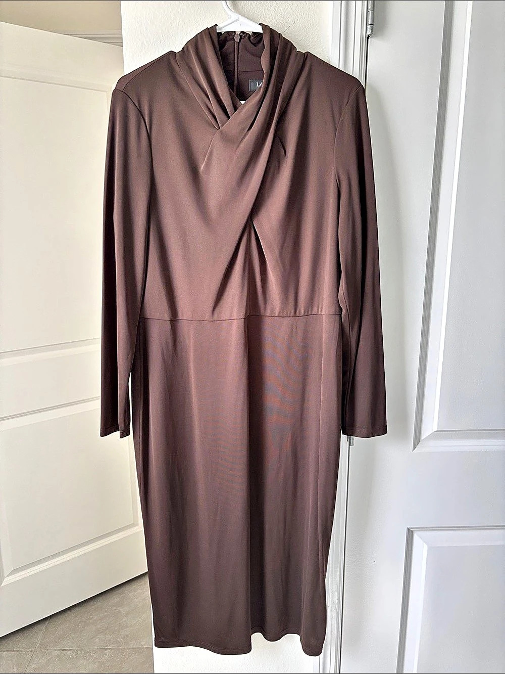 Lauren Ralph Lauren Brown Draped Neck Maxi Dress